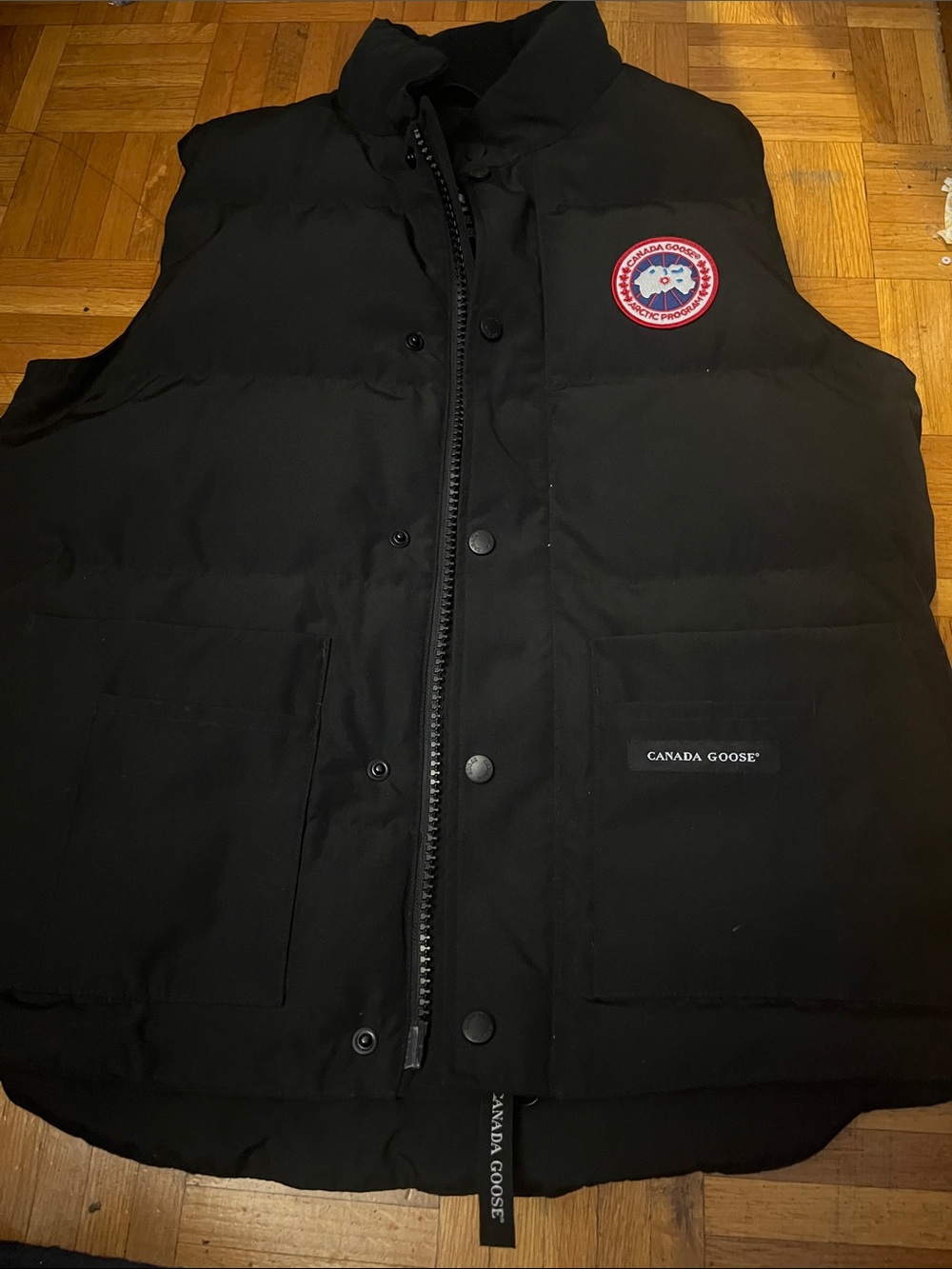 Canada Goose Black Men's Padded Down Vest with Logo Patch
